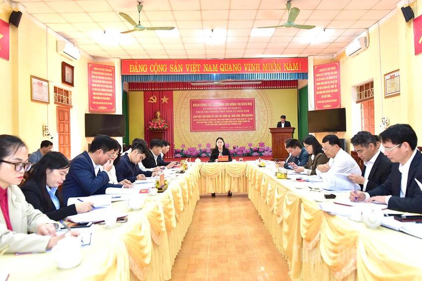 Phó Bí thư Thường trực Đảng ủy UBND tỉnh Nông Thị Bích Huệ làm việc với Đảng ủy các xã Bình Xa, Thái Sơn và Yên Nguyên