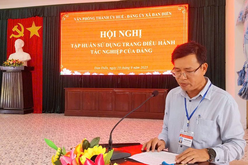 Đan Điền: Đảng ủy xã phối hợp với Văn phòng Thành ủy tổ chức Hội nghị tập huấn sử dụng Trang điều hành tác nghiệp của Đảng