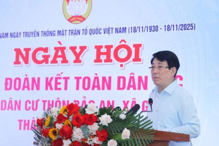 Chủ tịch nước Lương Cường dự Ngày hội Đại đoàn kết toàn dân tại xã Gò Nổi, thành phố Đà Nẵng