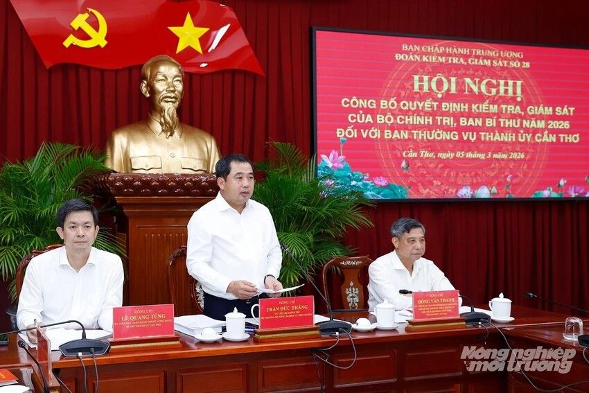 Bộ Chính trị công bố quyết định kiểm tra, giám sát Thành ủy Cần Thơ