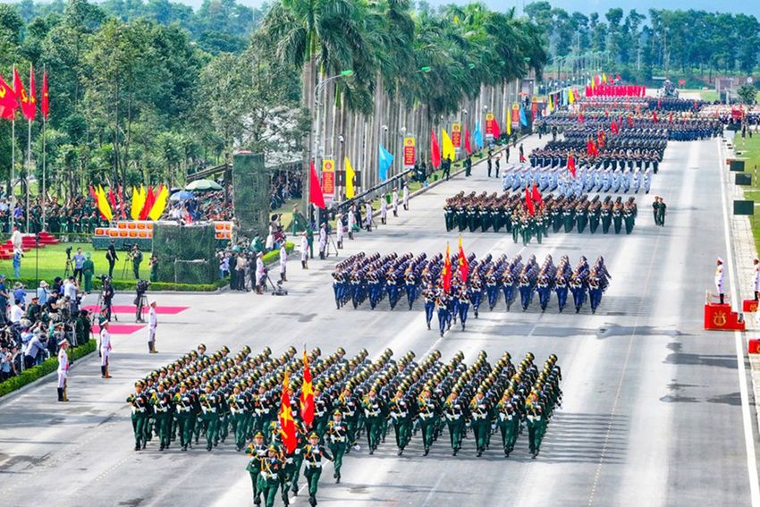 Các lực lượng diễu binh, diễu hành 80 năm Cách mạng tháng Tám và Quốc khánh 2/9 tổng hợp luyện lần 3