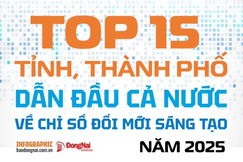 [Infographic] Top 15 tỉnh, thành phố dẫn đầu cả nước về chỉ số đổi mới sáng tạo là những địa phương nào?