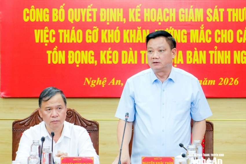 Công bố quyết định, kế hoạch giám sát thường xuyên việc tháo gỡ khó khăn, vướng mắc cho các dự án tồn đọng, kéo dài tại Nghệ An
