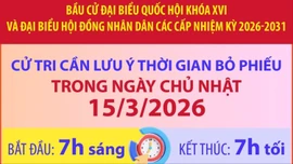Cử tri cần lưu ý thời gian bỏ phiếu trong ngày Chủ Nhật 15/3/2026