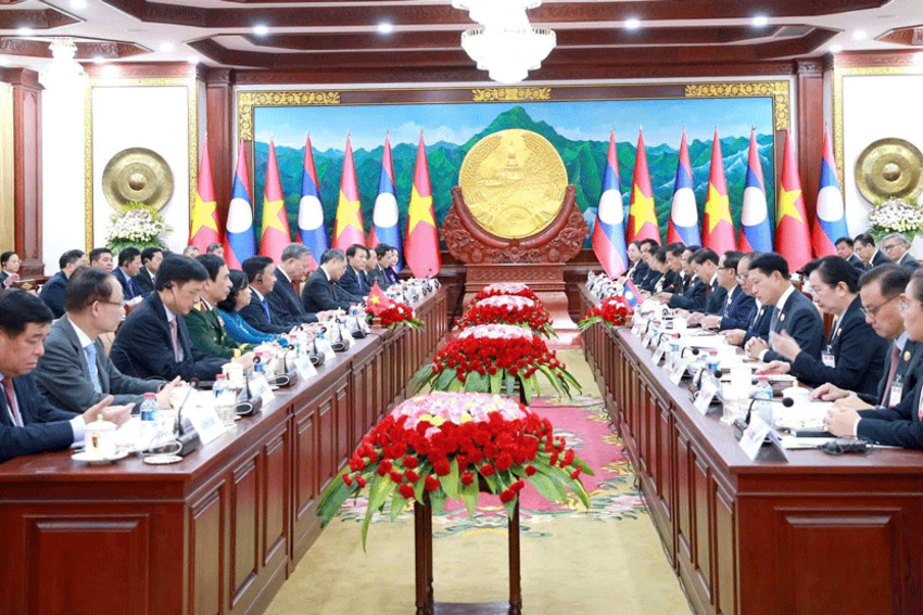 Ảnh: Tổng Bí thư Tô Lâm hội đàm với Tổng Bí thư, Chủ tịch nước Lào Thongloun Sisoulith