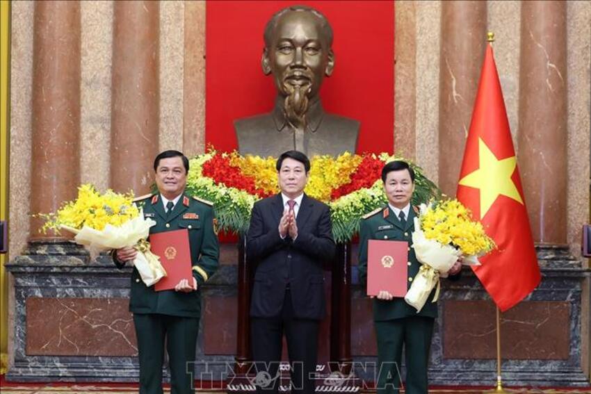 Chủ tịch nước Lương Cường chủ trì lễ trao quyết định thăng quân hàm Thượng tướng