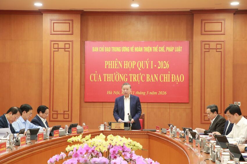 [Ảnh]Tổng Bí thư Tô Lâm chủ trì  Phiên họp Thường trực Ban Chỉ đạo Trung ương về hoàn thiện thể chế, pháp luật
