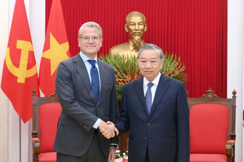 Ảnh: Tổng Bí thư Tô Lâm tiếp Tổng giám đốc toàn cầu Tập đoàn A.P. Moller- Maersk