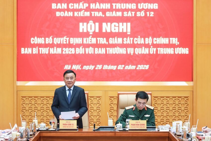 Ảnh: Hội nghị công bố Quyết định kiểm tra, giám sát đối với Ban Thường vụ Quân ủy Trung ương