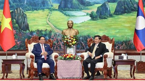 Thủ tướng Phạm Minh Chính hội kiến Tổng Bí thư, Chủ tịch nước Lào