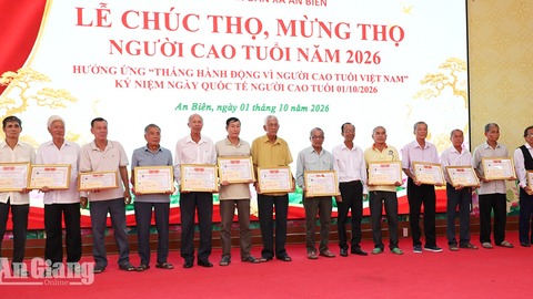 Xã An Biên chúc thọ, mừng thọ 578 người cao tuổi