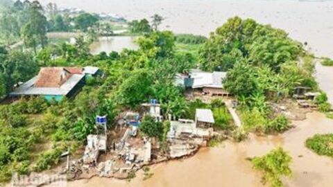 Sớm xây bờ kè ở xã Mỹ Hòa Hưng, ngăn sạt lở lan rộng