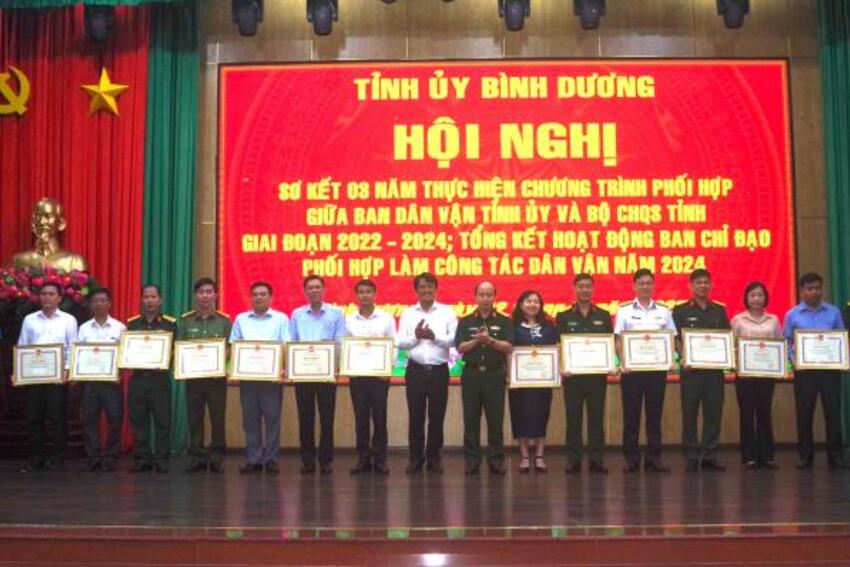 Tỉnh ủy Bình Dương: Sơ kết 3 năm thực hiện Chương trình phối hợp công tác dân vận giữa Ban Dân vận Tỉnh ủy và Bộ Chỉ huy Quân sự tỉnh giai đoạn 2022-2024