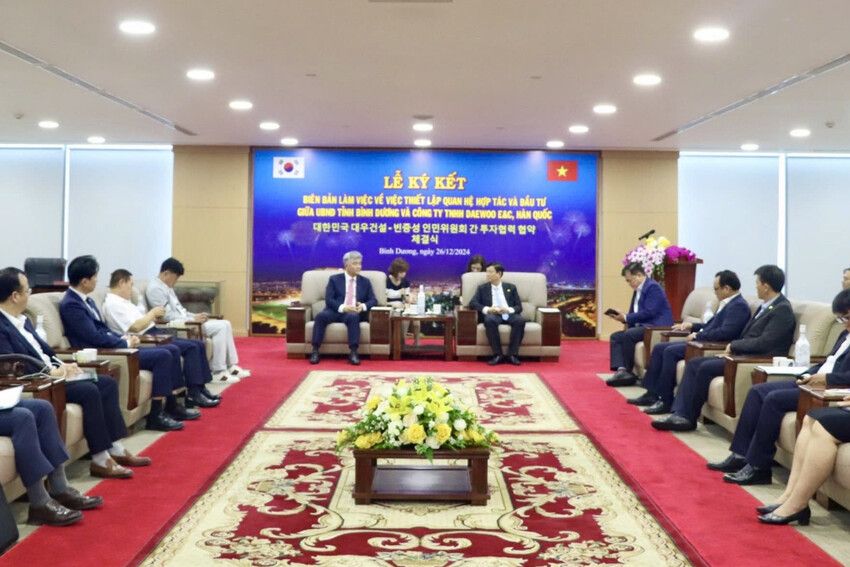 Bình Dương ký kết biên bản hợp tác và đầu tư với Công ty Deawoo EC, Hàn Quốc