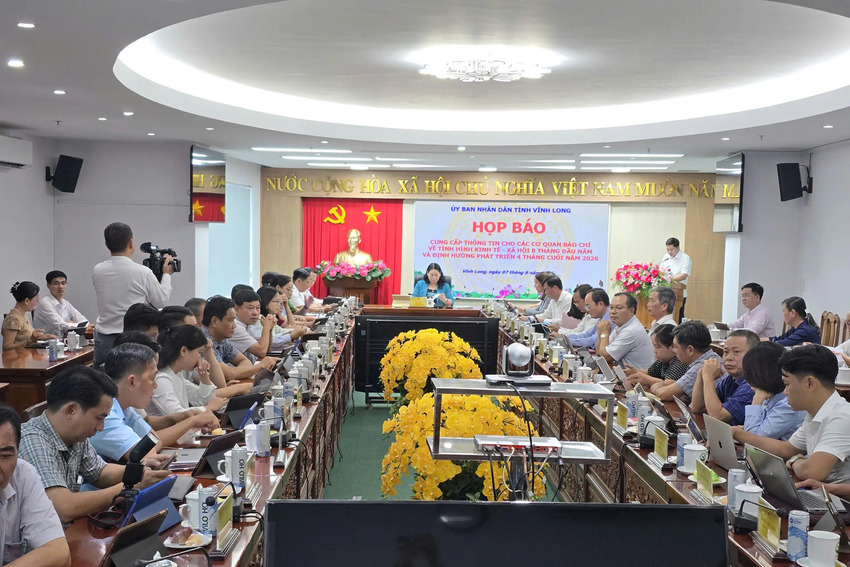 Vĩnh Long tổ chức họp báo thông tin về tình hình kinh tế - xã hội 8 tháng đầu năm 2026