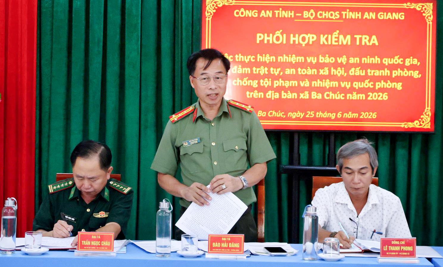 Kiểm tra công tác bảo đảm an ninh, quốc phòng tại xã Ba Chúc