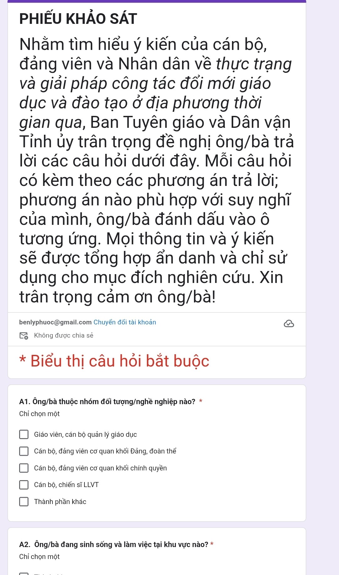 An Giang: Tham gia khảo sát ý kiến về đổi mới giáo dục và đào tạo