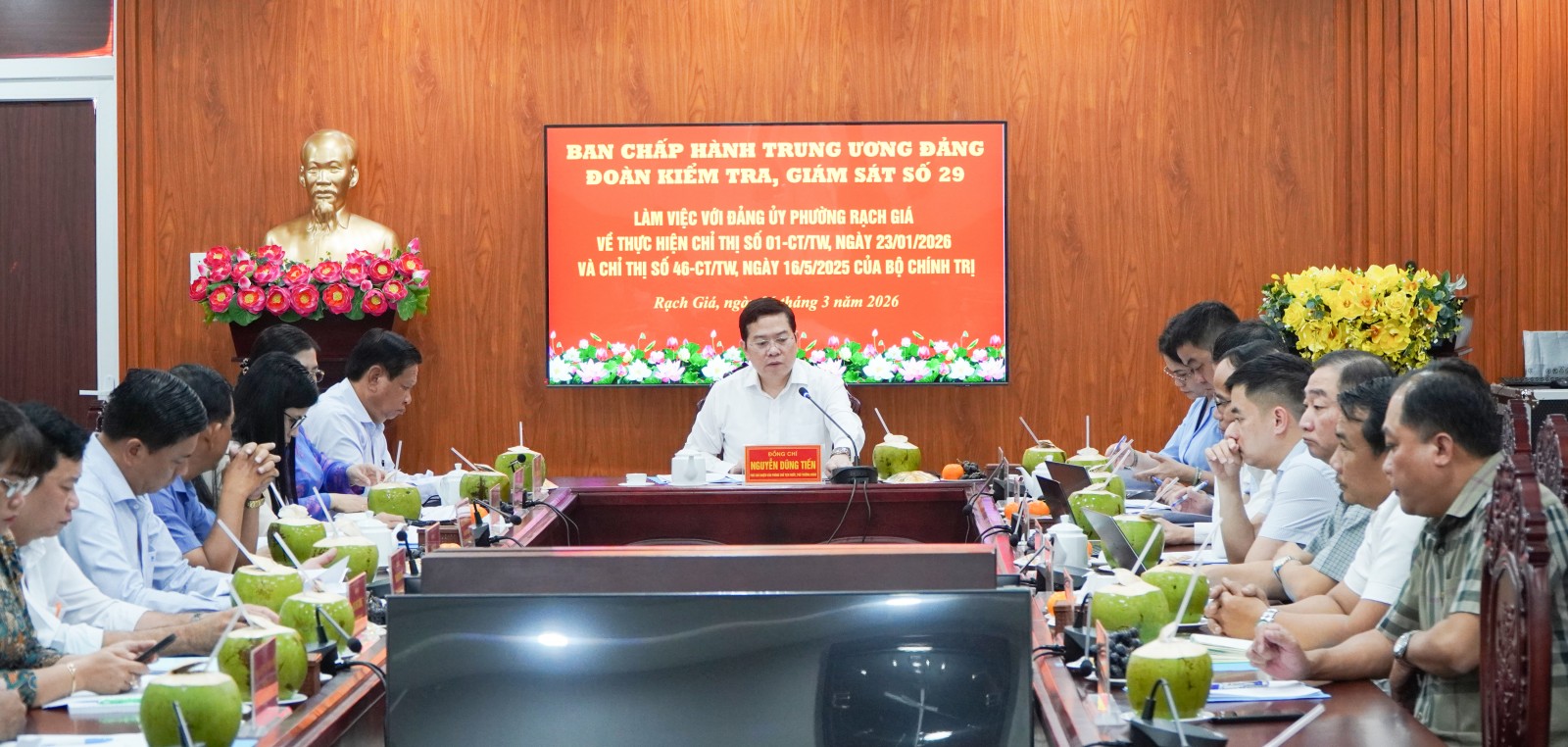 Đoàn Kiểm tra, giám sát số 29 của Bộ Chính trị, Ban Bí thư làm việc với Đảng ủy phường Rạch Giá