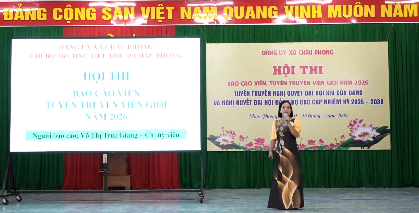 Bế mạc hội thi báo cáo viên, tuyên truyền viên giỏi xã Châu Phong năm 2026