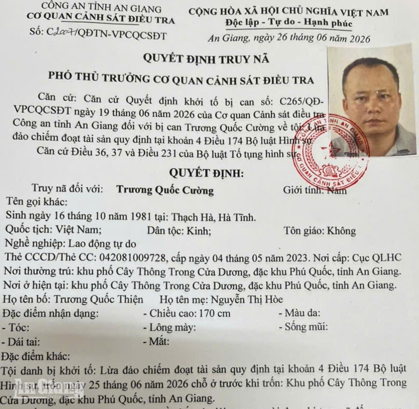 Tạm giữ hình sự đối tượng lừa bán đất ở Phú Quốc
