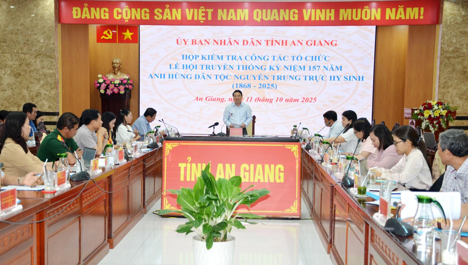 Kiểm tra công tác tổ chức Lễ hội truyền thống kỷ niệm 157 năm Anh hùng dân tộc Nguyễn Trung Trực hy sinh
