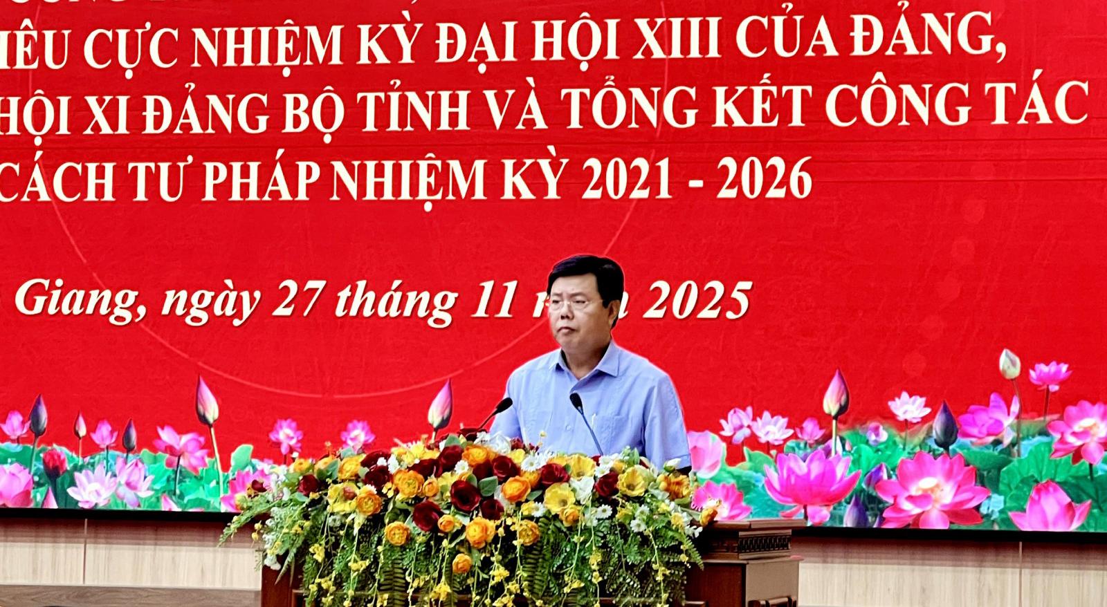 Bí thư Tỉnh ủy An Giang Nguyễn Tiến Hải, phát biểu chỉ đạo hội nghị