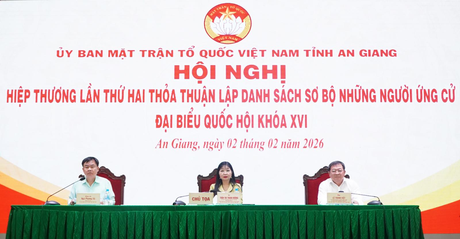 An Giang: Hiệp thương lần thứ hai thỏa thuận lập danh sách sơ bộ những người ứng cử đại biểu Quốc hội và HĐND tỉnh