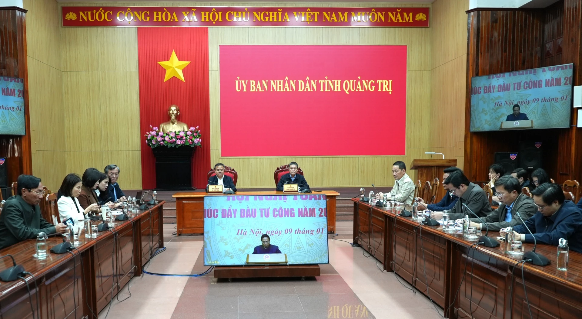 Quang cảnh hội nghị tại điểm cầu Quảng Trị - Ảnh: Trung Đức