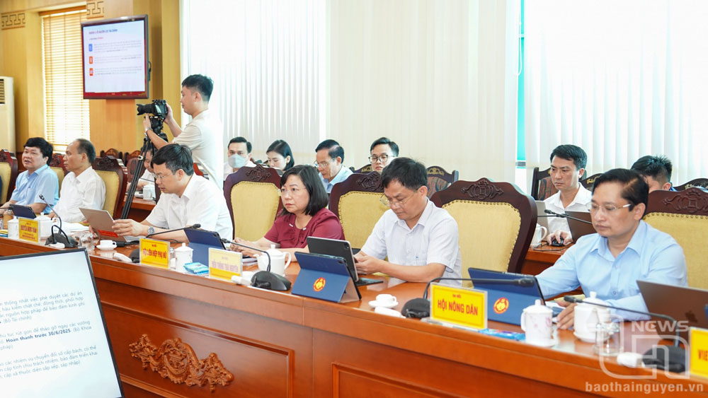 Các đại biểu dự Hội nghị tại điểm cầu tỉnh Thái Nguyên.