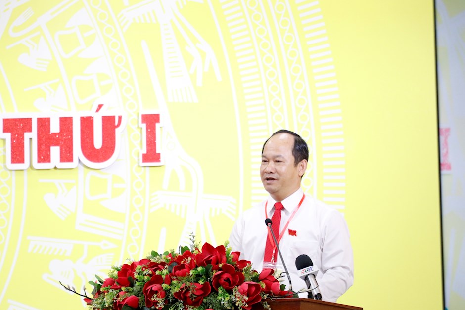 Bí thư Đảng ủy phường Tân Định Lê Đức Thanh phát biểu tại đại hội