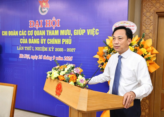 Đại hội Chi đoàn các cơ quan tham mưu giúp việc của Đảng ủy Chính phủ lần thứ I, nhiệm kỳ 2025-2027- Ảnh 1.