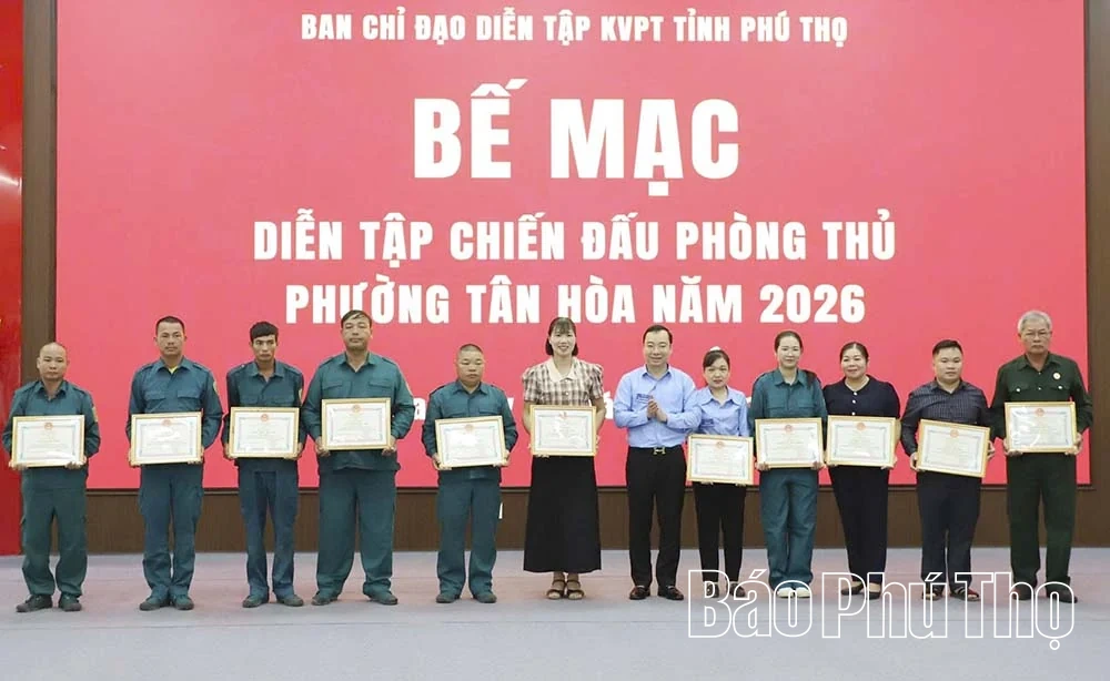 Phường Tân Hòa diễn tập chiến đấu phòng thủ năm 2026