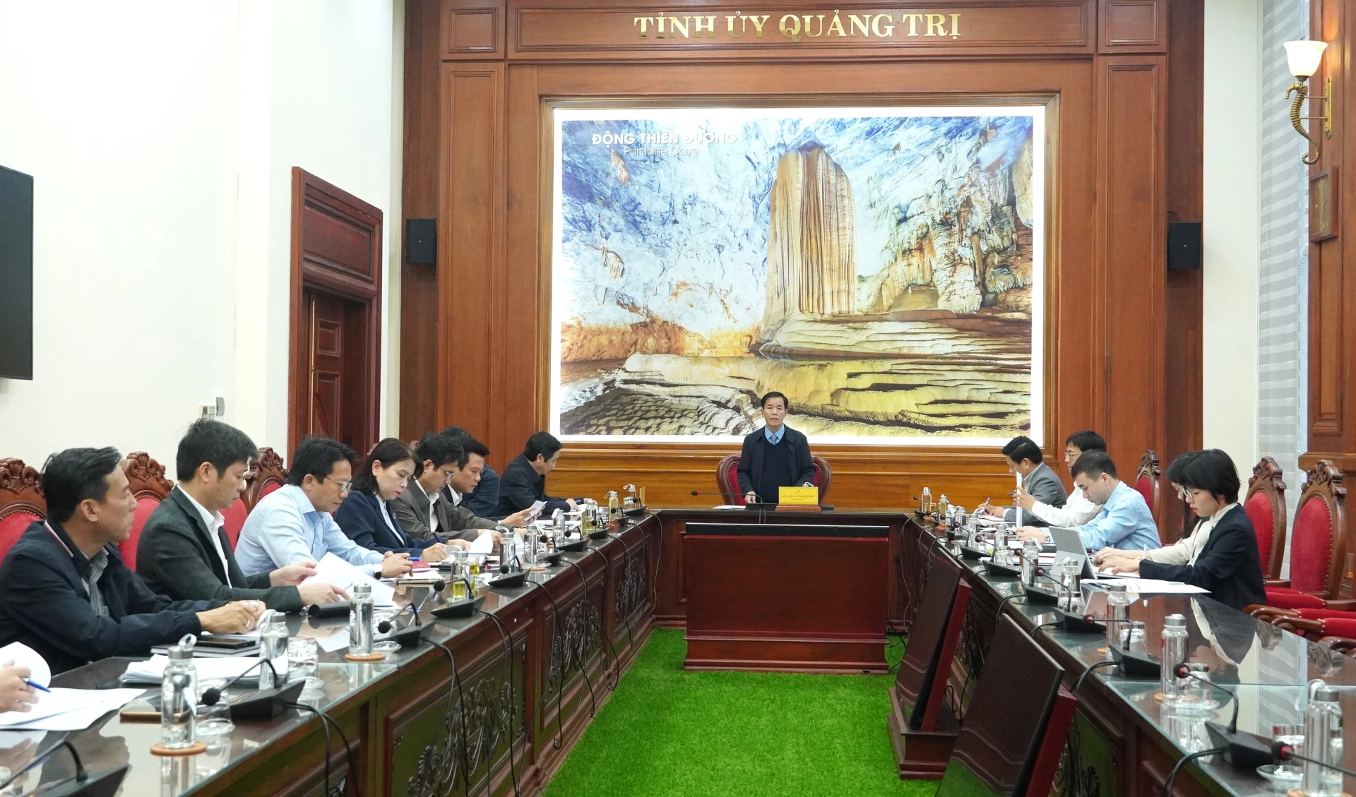 Đồng ch&iacute; Nguyễn Văn Phương, B&iacute; thư Tỉnh ủy kết luận buổi l&agrave;m việc - Ảnh: QV