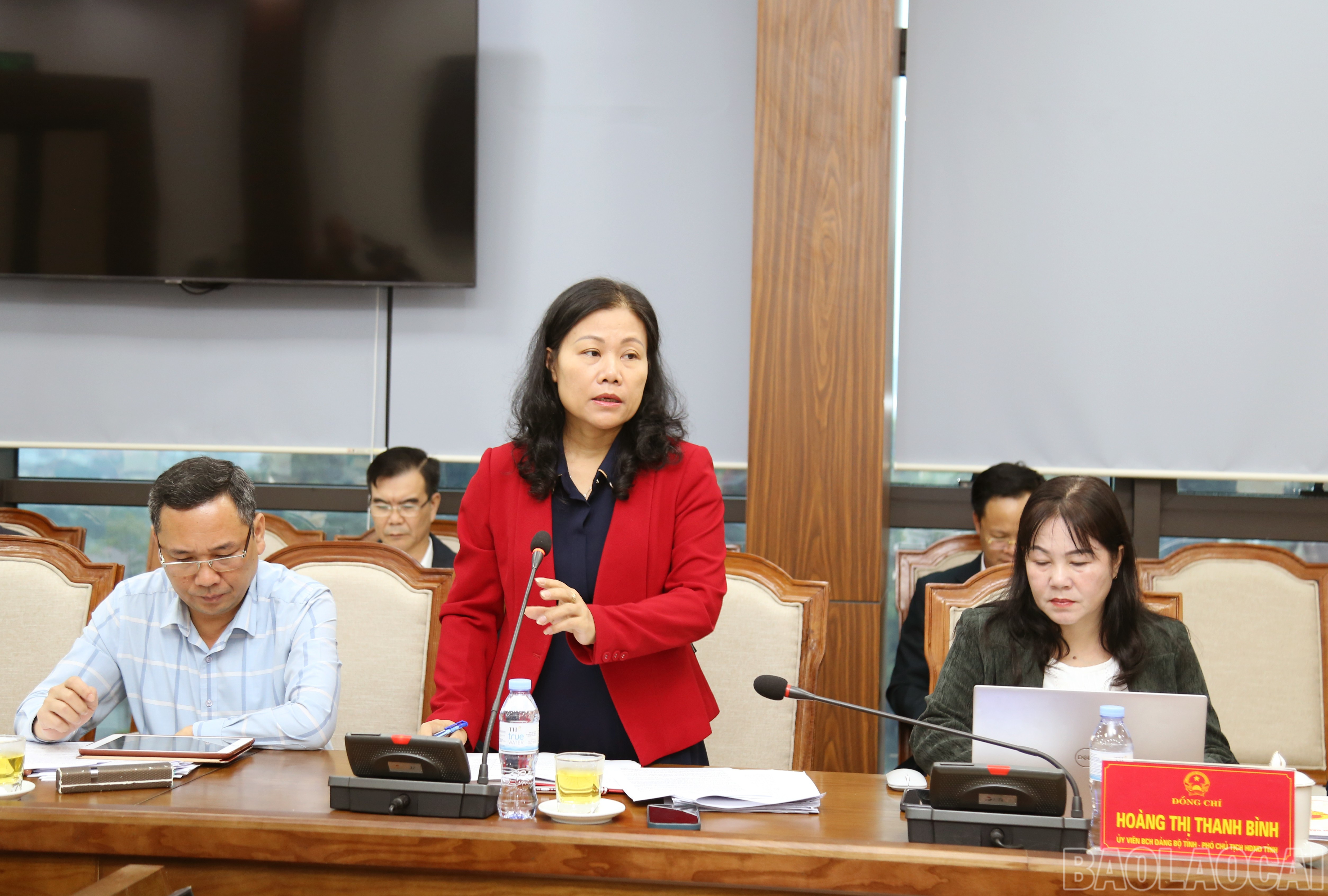 Lãnh đạo Ban Kinh tế - Ngân sách HĐND tỉnh phát biểu tại phiên họp. baolaocai-br_img-1943.jpg