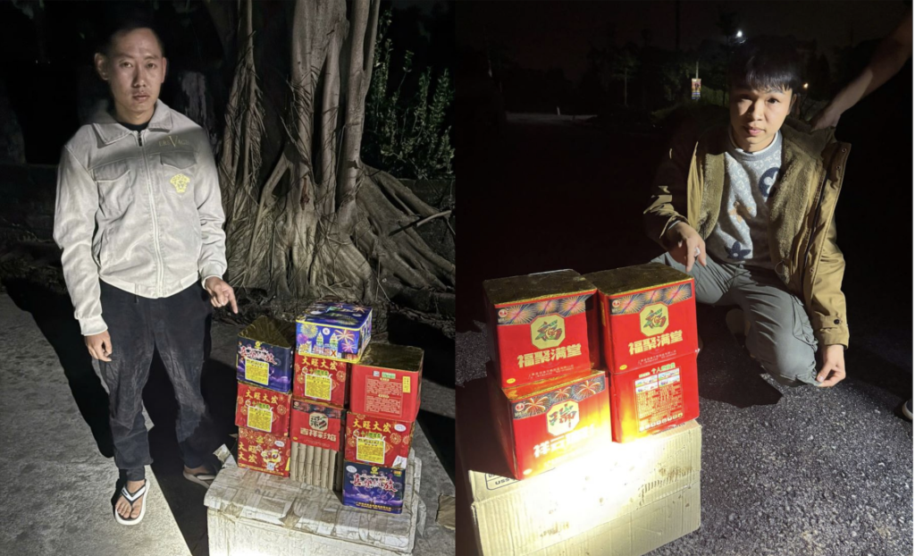 C&ocirc;ng an x&atilde; Hiệp Cường ph&aacute;t hiện, xử l&yacute; 2 đối tượng, thu giữ gần 30kg ph&aacute;o hoa nổ trong tuần đầu cao điểm.