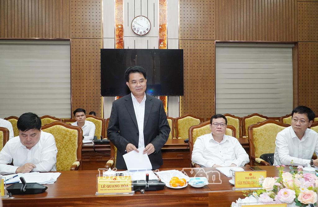 Đồng chí Phó Chủ tịch UBND tỉnh Lê Quang Hòa phát biểu tại buổi làm việc.