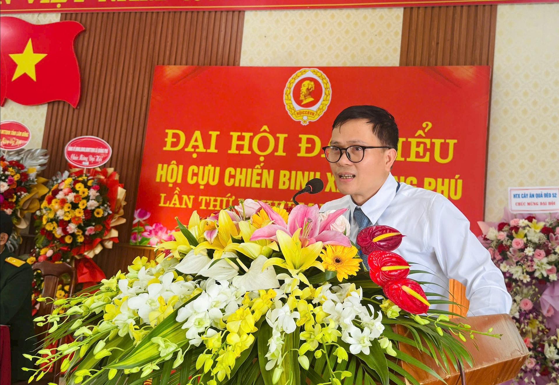 Đồng chí Châu Văn Bảy, Bí thư Đảng ủy xã Quảng Phú phát biểu tại Đại hoi