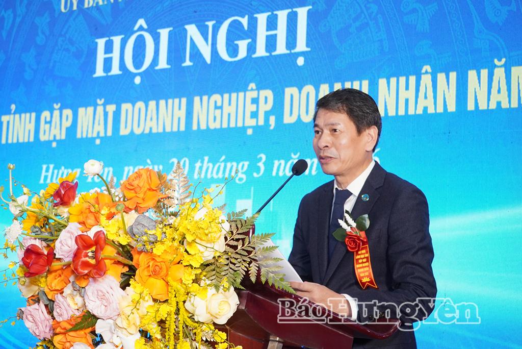 Đại diện Công ty Cổ phần Green i-Park (nhà đầu tư hạ tầng khu công nghiệp Liên Hà Thái) phát biểu tại hội nghị.