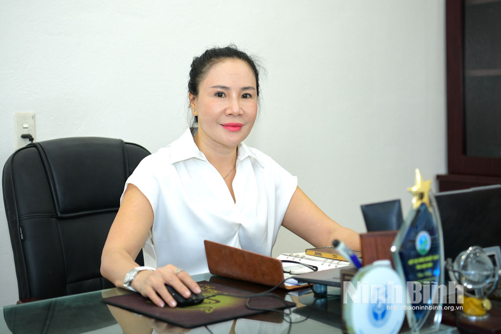 Doanh nhân Trần Thị Tùng Hương, Chủ tịch HĐQT Công ty Cổ phần Vina HTC dành tâm huyết với khát vọng phát triển công ty.