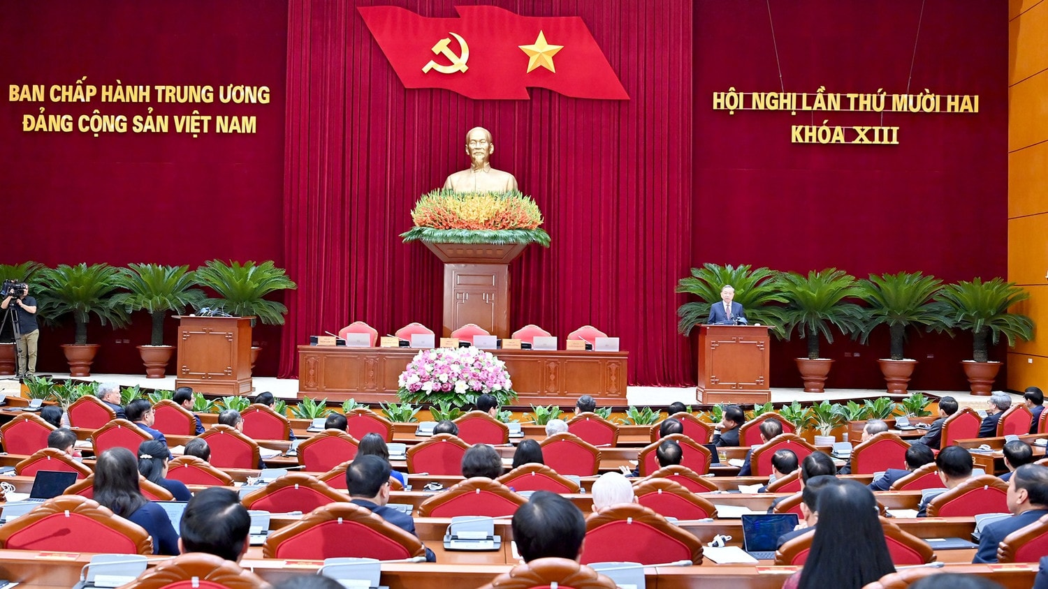 Tổng Bí thư Tô Lâm phát biểu bế mạc Hội nghị lần thứ 12 Ban Chấp hành Trung ương Đảng khóa XIII. Ảnh: Nhân Dân/Đăng Khoa