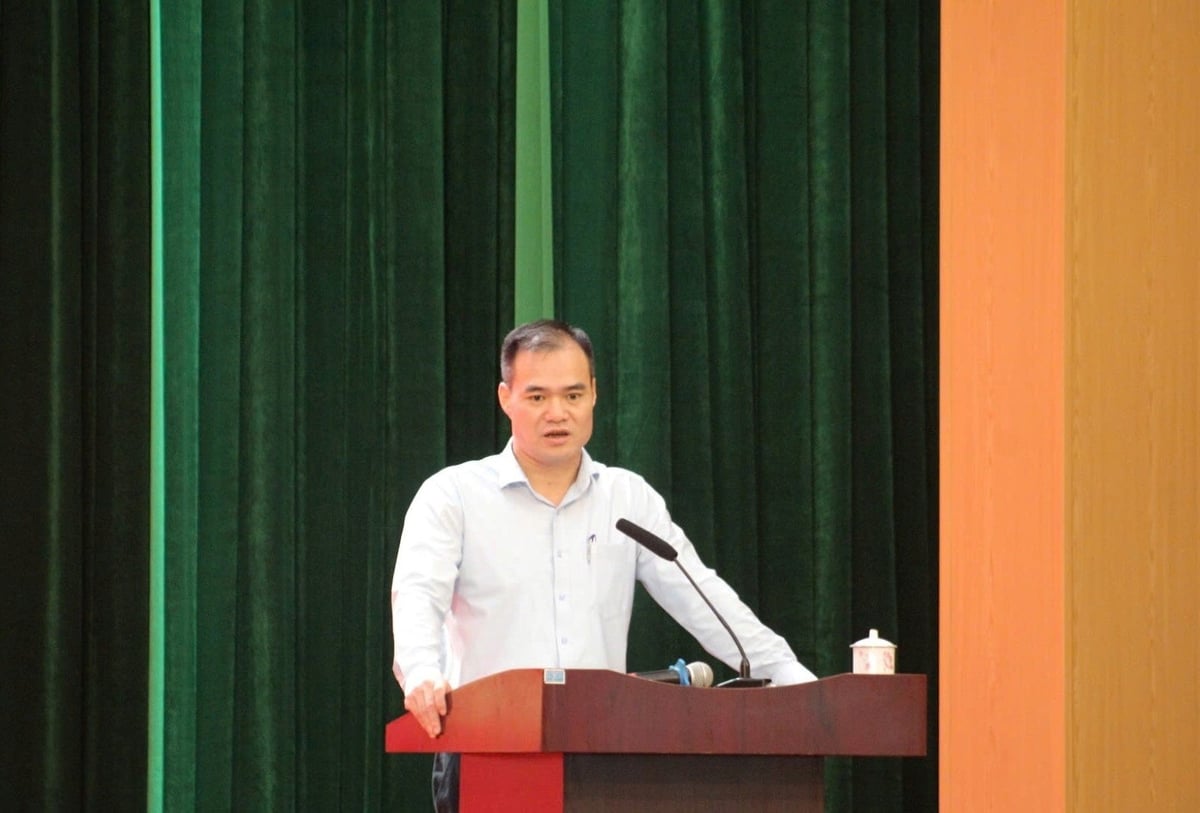 Đồng chí Phan Thành Công, ủy viên Ban Chấp hành Đảng bộ Bộ, Phó Trưởng Ban Tuyên giáo và Dân vận Đảng ủy Bộ phát biểu chỉ đạo tại buổi lễ. Ảnh: Đảng ủy Bộ Nông nghiệp và Môi trường.