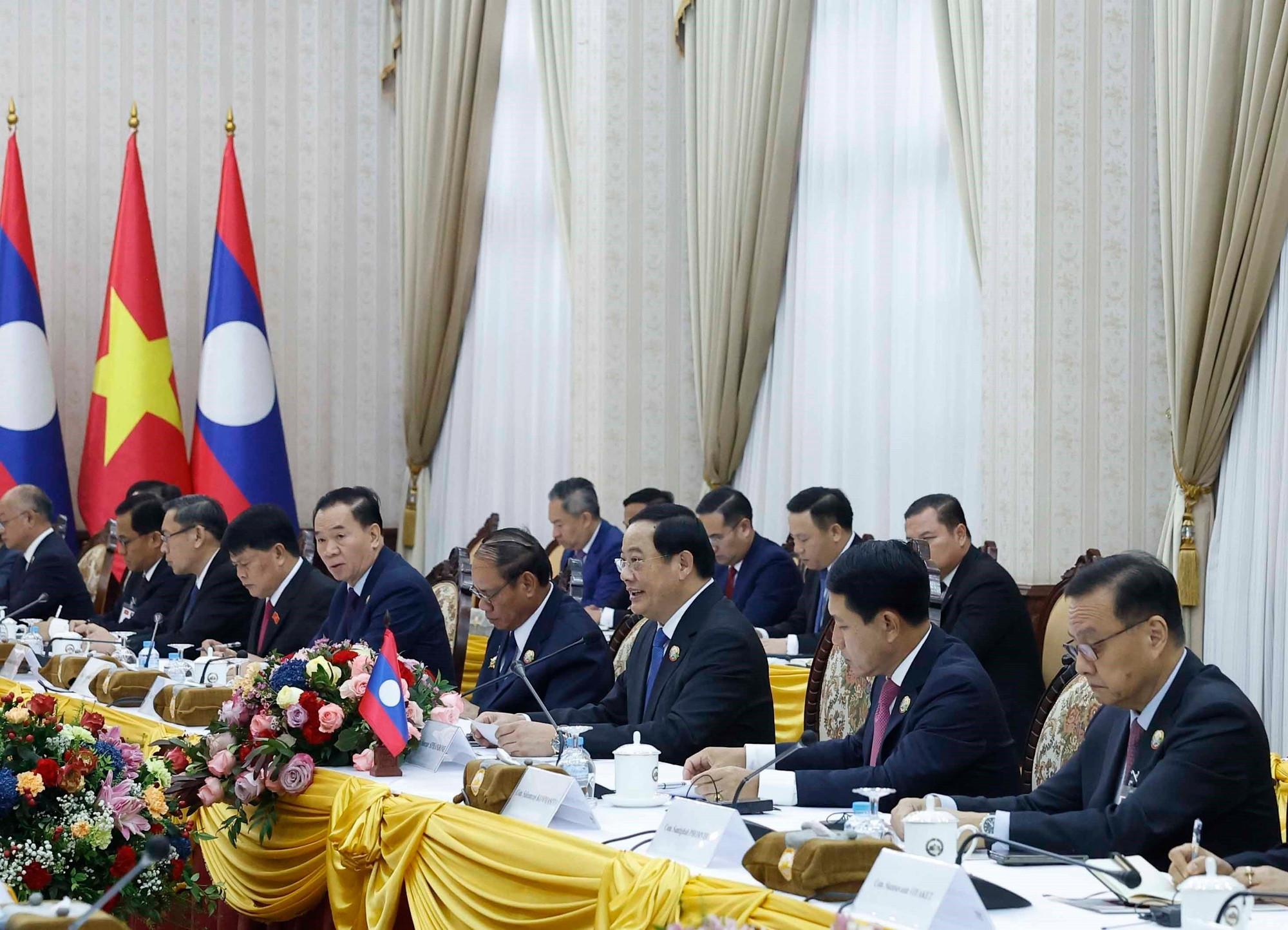 Thủ tướng Lào Sonexay Siphandone phát biểu tại cuộc hội kiến Tổng Bí thư Tô Lâm. (Ảnh: Thống Nhất/TTXVN) vna-potal-tong-bi-thu-to-lam-hoi-kien-thu-tuong-lao-8444357.jpg