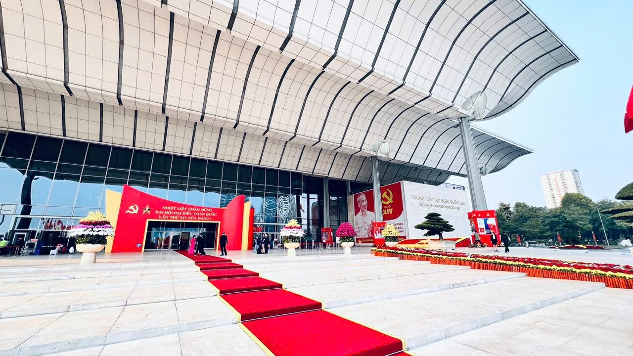 Trung t&acirc;m Hội nghị Quốc gia trước ng&agrave;y khai mạc Đại hội XIV của Đảng