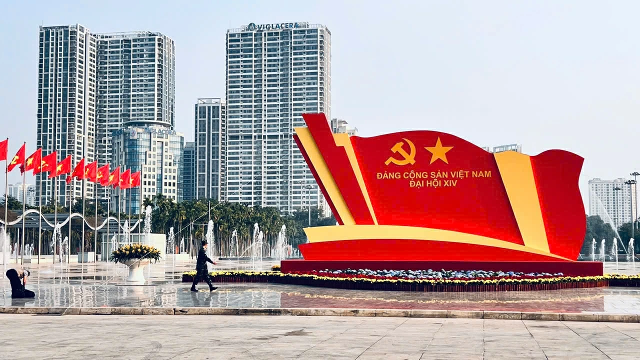 Trung t&acirc;m Hội nghị Quốc gia trước ng&agrave;y khai mạc Đại hội XIV của Đảng