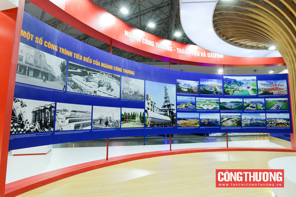 Cùng với đó là hình ảnh các công trình công nghiệp, hoạt động thương mại tiêu biểu của ngành Công Thương trong 80 năm qua. 