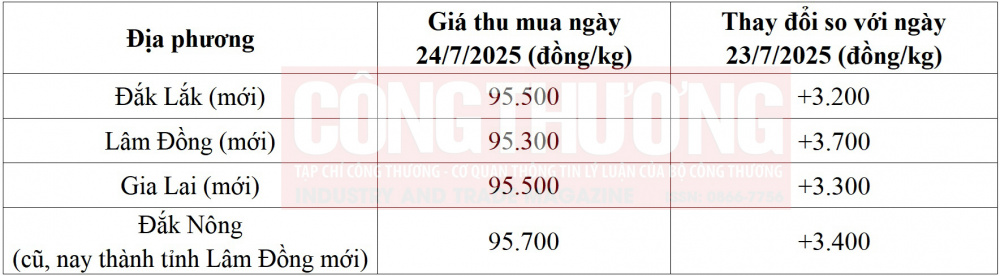 giá cà phê hôm nay