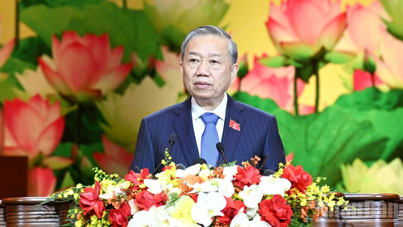 Tổng B&iacute; thư T&ocirc; L&acirc;m ph&aacute;t biểu chỉ đạo Đại hội.