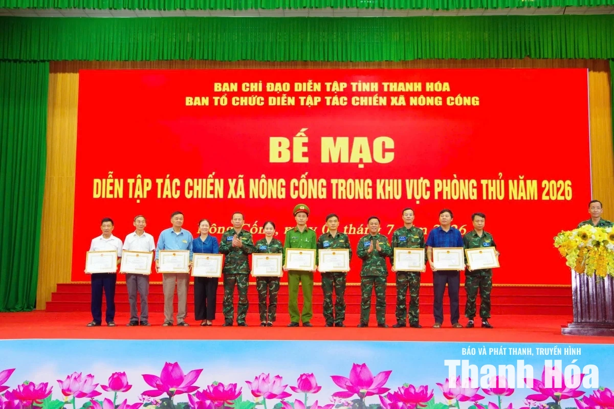 Xã Nông Cống hoàn thành Diễn tập tác chiến trong khu vực phòng thủ năm 2026