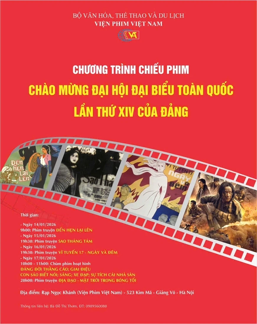 Viện Phim Việt Nam tổ chức Chương trình chiếu phim chào mừng Đại hội lần thứ XIV của Đảng