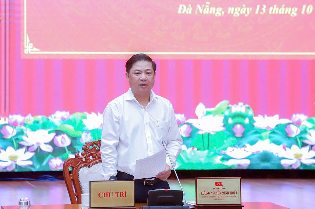 Đồng chí Lương Nguyễn Minh Triết, Ủy viên dự khuyết Trung ương Đảng, Bí thư Thành ủy, Trưởng Ban Chỉ đạo phát biểu